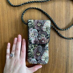 Vintage Floral Tapestry Boho Bag Braided Strap Festival Vibes